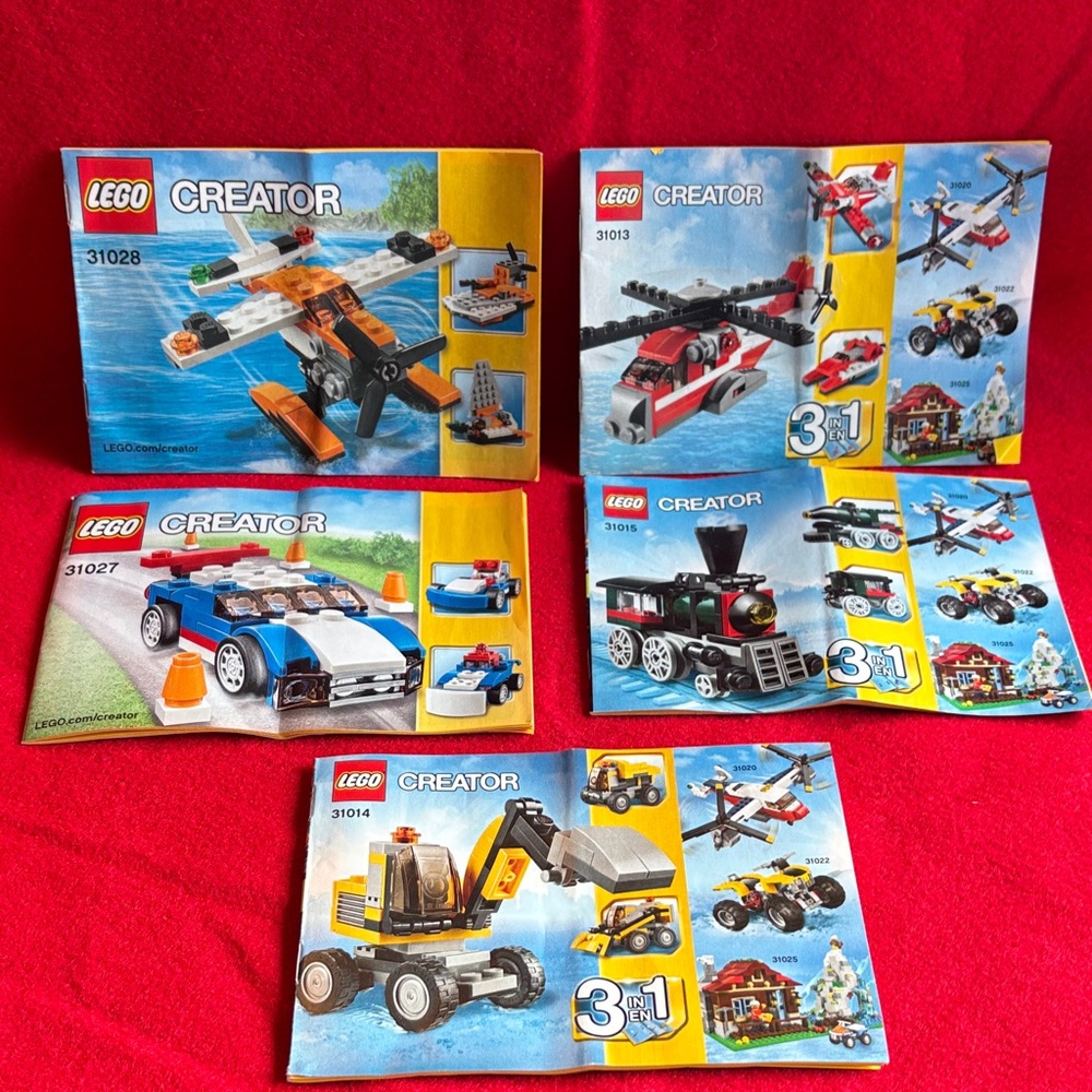 LEGO Creator 3-in-1 Sets helicopter, train, car, plane, digger